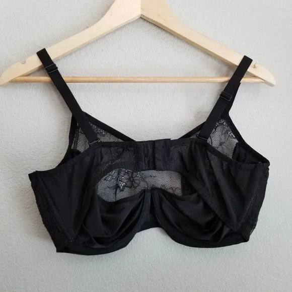 Maidenform Women's Lace Bra Size 40DD Black Nylon Unlined Adjustable Hook & Eye - Picture 2 of 6